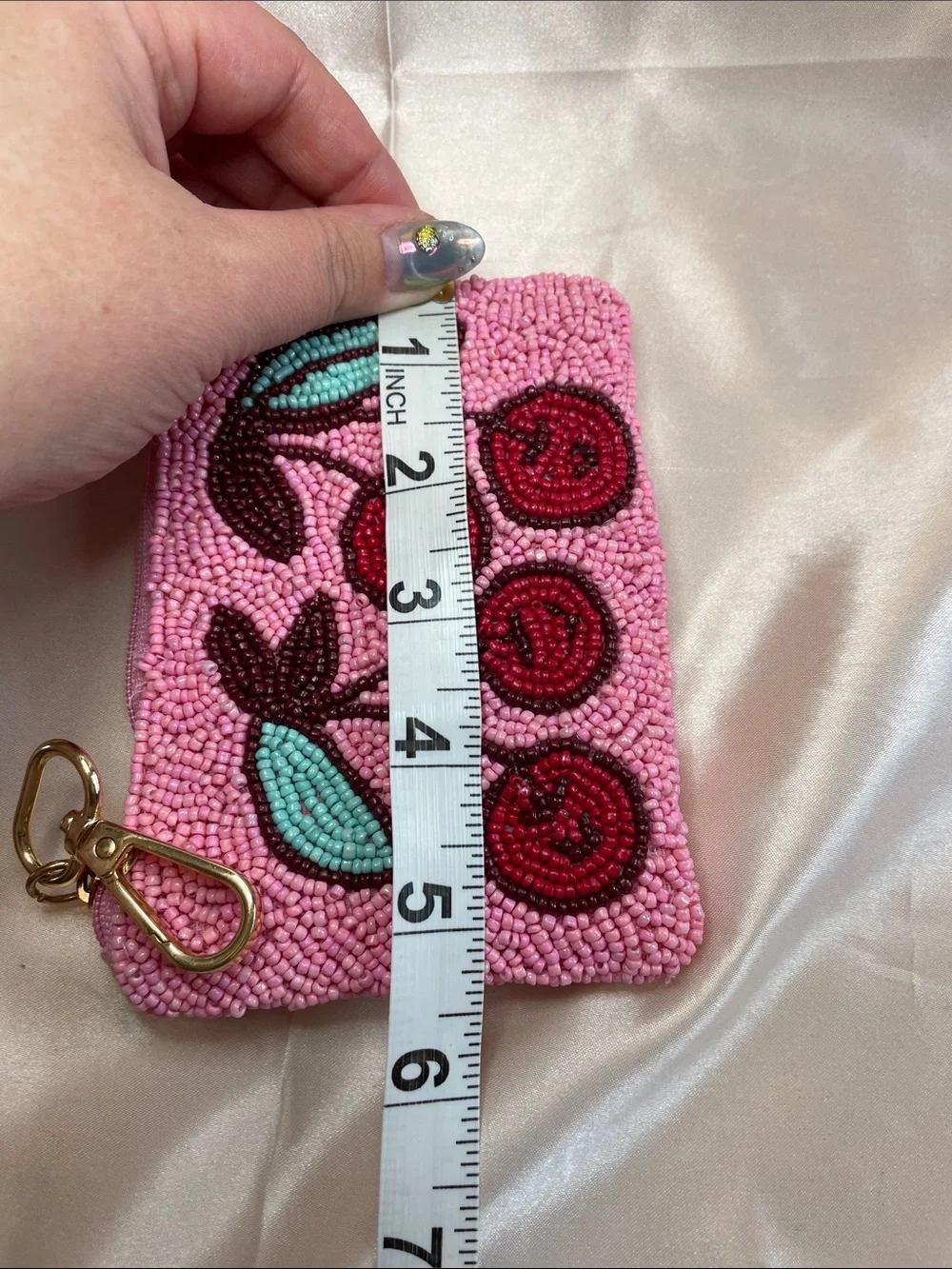 Luna & Sage Beaded Cherry Coin Pouch - NWOT